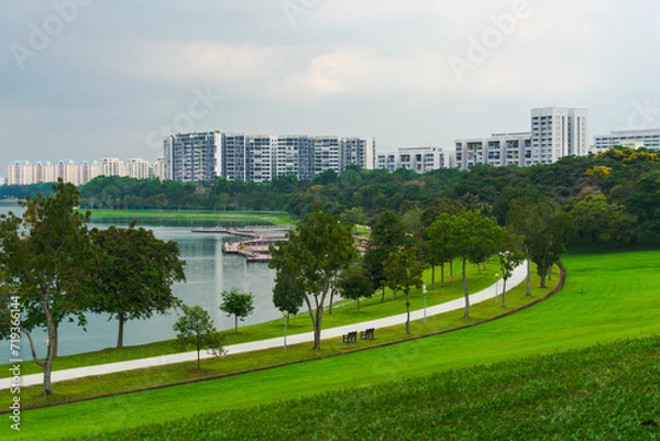 Obraz View of the city from Bedok reservoir