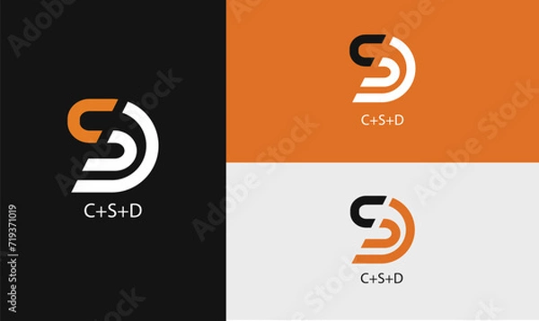 Fototapeta logo, logo design, creative logo, creative idea, minimal logo, simple logo, CSD logo concept, CSD, CS logo, CSD logo, SD logo concept, vector logo, Illustration, Lettermark logo, Lettermark, Symbol