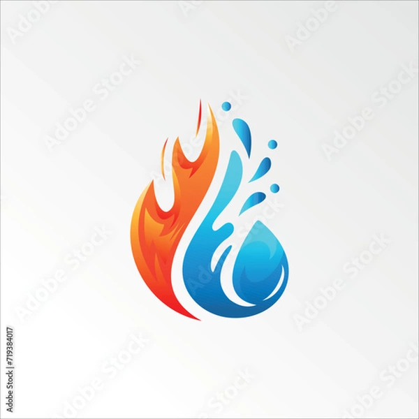 Obraz Drop Water Fire Logo Vector