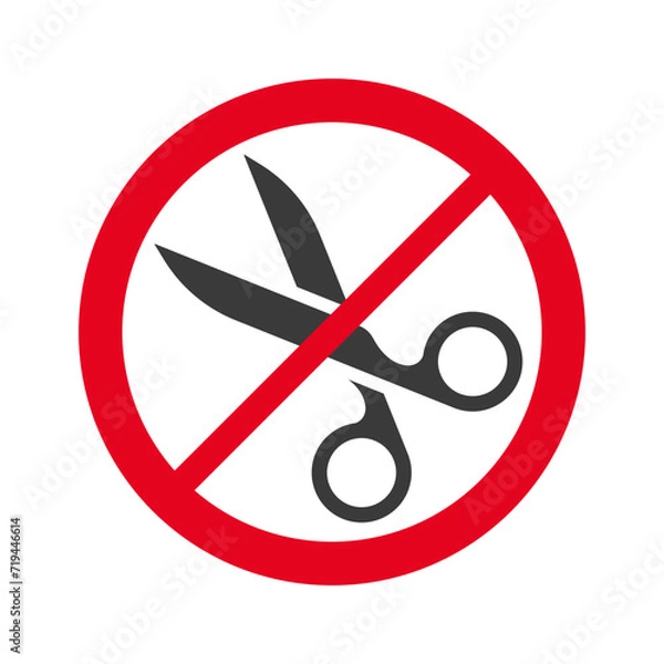 Fototapeta Sign prohibits cutting with scissors isolated on white background.Vector illustration