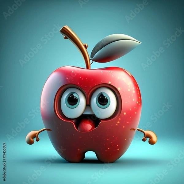 Obraz 3d apple with a worm