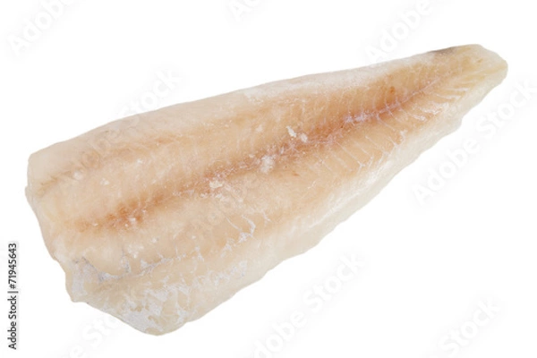 Obraz frozen cod fillets without skin isolated on white background