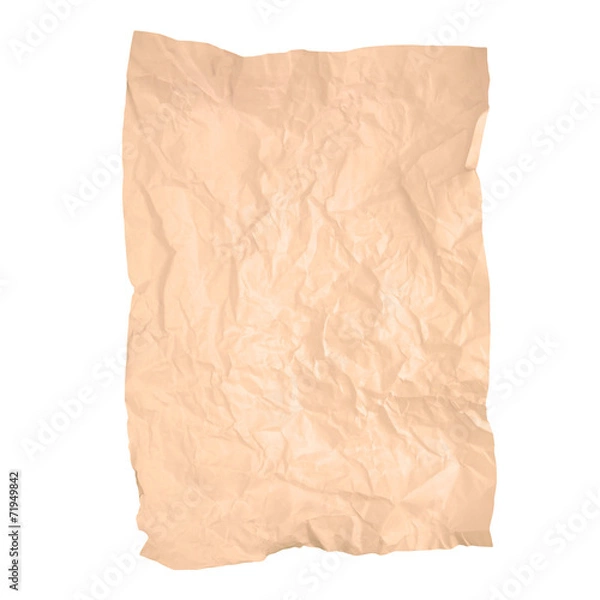 Fototapeta Old wrinkled paper texture isolated on white background