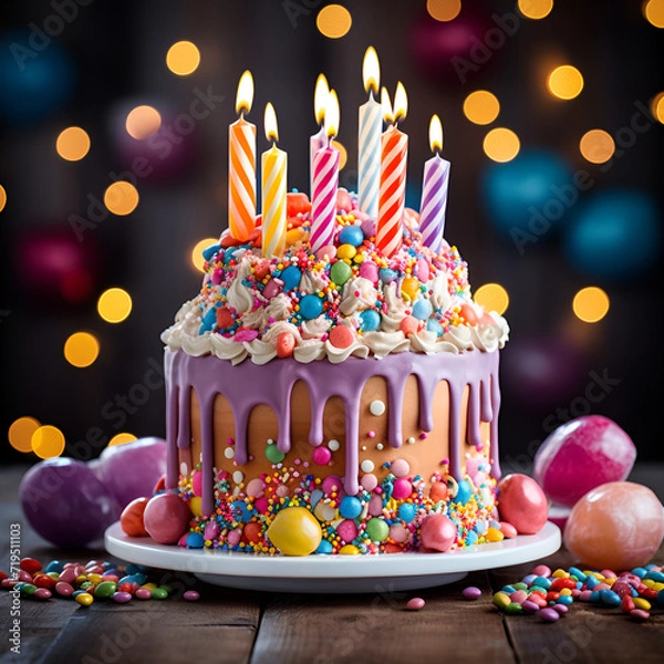 Obraz birthday cake with candles