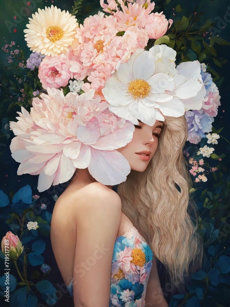 Obraz portrait of a woman with flowers on her head 