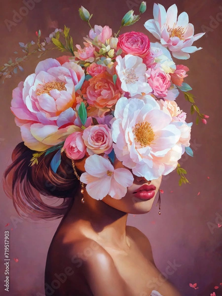 Obraz portrait of a woman with flowers on her head 