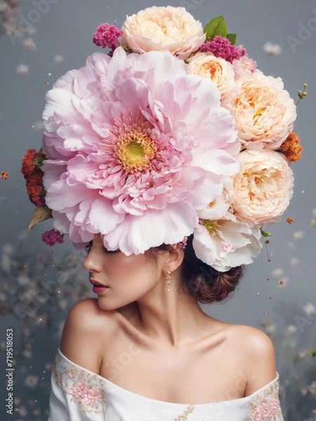 Obraz portrait of a woman with flowers on her head 