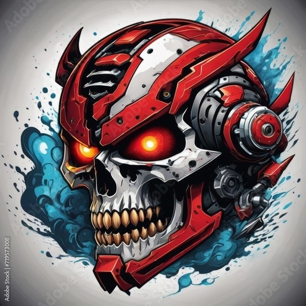 Fototapeta skull with a fire ontent created with generative AI software