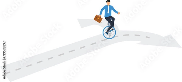 Fototapeta Business direction and choosing options or multiple path, Make decision for career path or business growth, Confused businessman thinking make decision on multiple route ahead concept,
