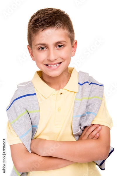 Obraz Boy posing over white