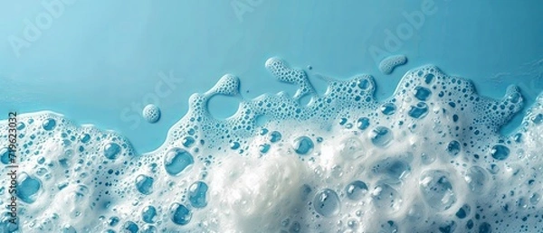 Obraz spot of thick shampoo foam on a blue background
