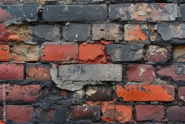 Obraz Textured weathered bricks on an old building