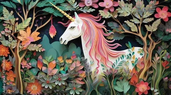 Obraz Folklore Fantasy: Artistic and Magical Unicorn Design