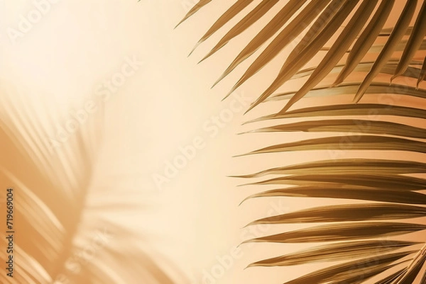 Obraz "Blurred Natural Palm Leaves Shadow Background on Bright Surface"

