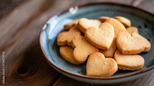 Fototapeta "Heartfelt Treat: Biscuits with Heart Shape in a Plate"

