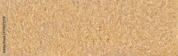 Obraz Große OSB Grobspanplatte - Textur von zusammengepressten braunen Holzstückchen in Panorama Nahaufnahme