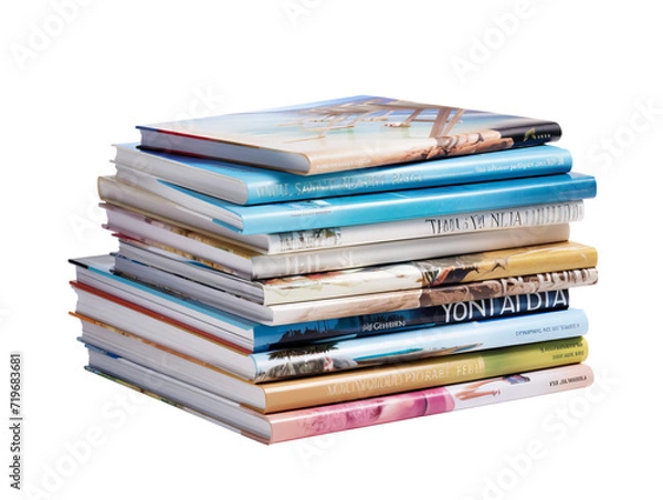 Obraz a stack of magazines on a white background