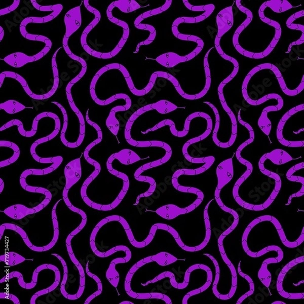 Fototapeta Cartoon animals seamless snakes pattern for wrapping paper and fabrics and new year 2025 packaging