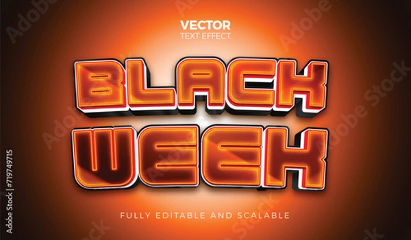 Fototapeta 3d vector black week text style