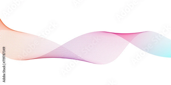 Fototapeta Abstract wavy lines flowing smooth curve colorful purple blue gradient isolated on transparent background in concept of technology, science, music, modern.