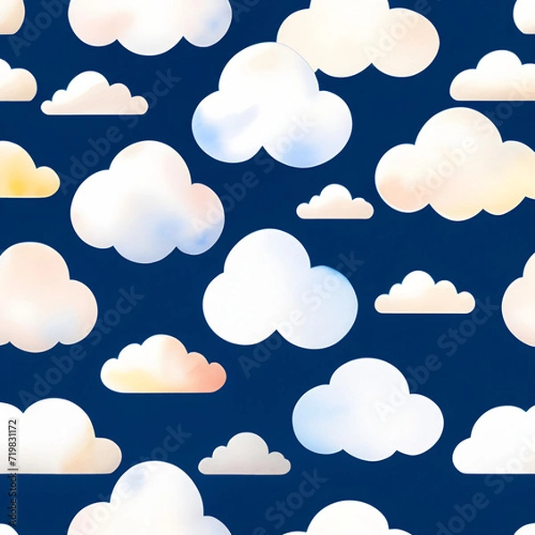 Obraz cute clouds wallpaper, clouds seamless pattern, generative ai