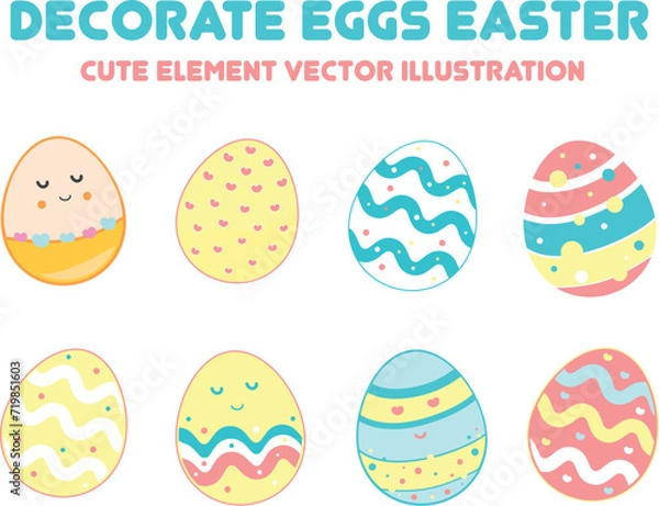 Obraz Set of decorate egg easter cute element