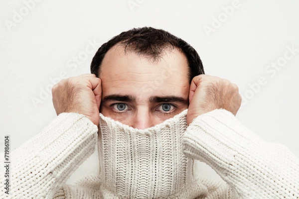 Fototapeta Man portrait hiding