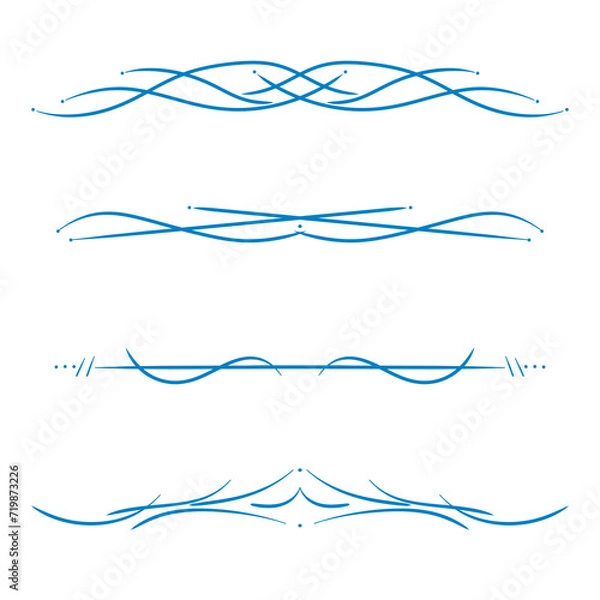 Fototapeta set of blue borders line decoration element png file transparent background, wedding Invitation element lines set design template decoration aesthetic blue