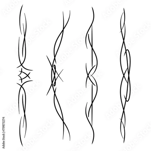 Fototapeta set of black borders line decoration element png file transparent background, wedding Invitation element lines set design template decoration aesthetic black