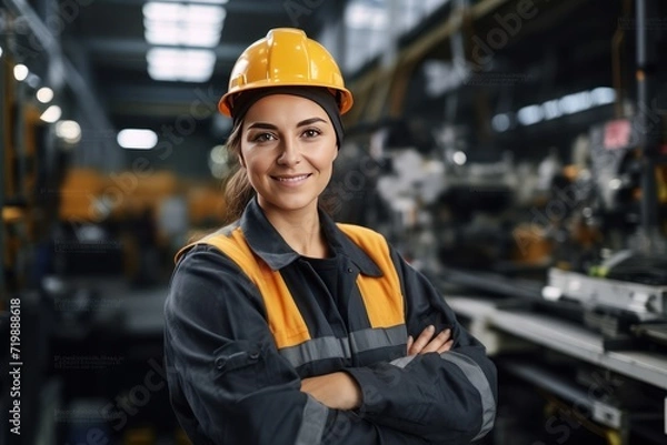 Obraz Portrait of Industry maintenance engineer  wearing uniform and safety hard hat 