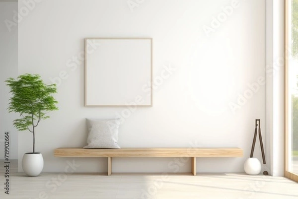 Fototapeta Entryway with Minimalist Design, Captured Against a Sleek White Background, Generative AI