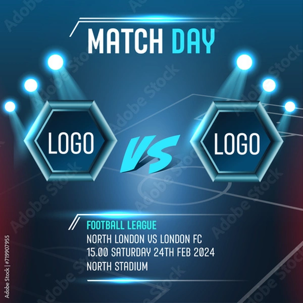 Obraz Football match sport graphics blue light template for online broadcast and social media