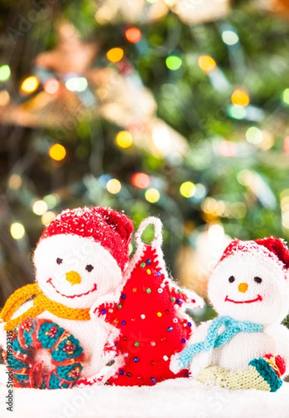 Fototapeta Knitted snowmen