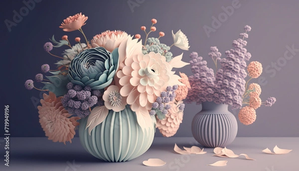 Fototapeta Pastel Blooms: A Colorful Bouquet Perfect for Any Occasion - ai generated