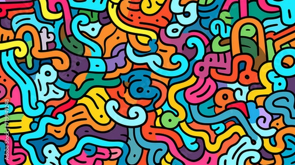 Fototapeta Abstract seamless doodle background, artistic backdrop
