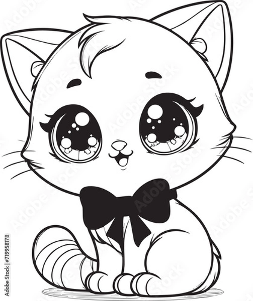 Obraz cartoon cat coloring page