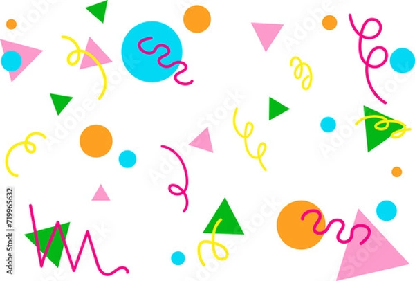 Fototapeta 90s inspired abstract background with neon colored shapes.