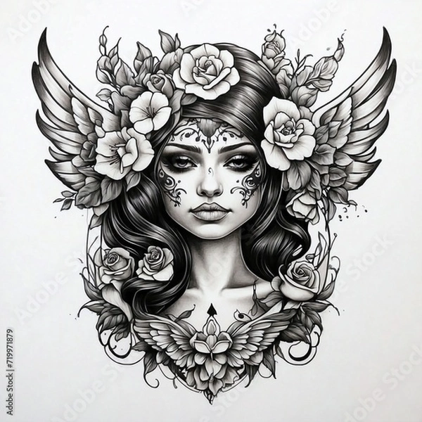 Fototapeta chicano girl tattoo style