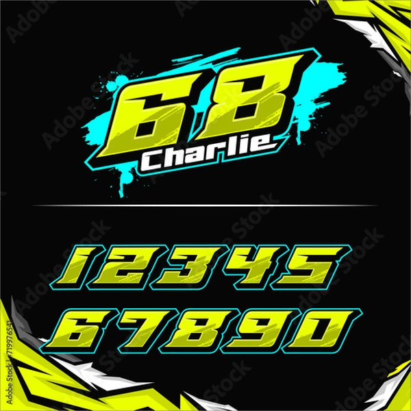 Fototapeta vector racing numbers for drag motorbikes and cars