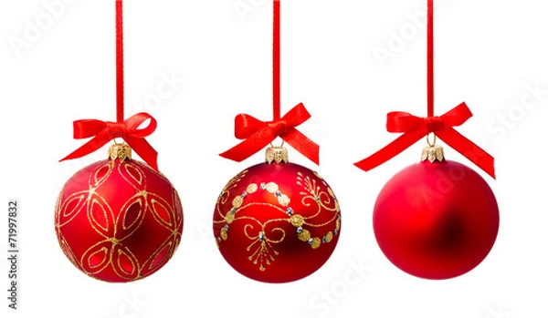 Obraz Hunging red christmas ball isolated