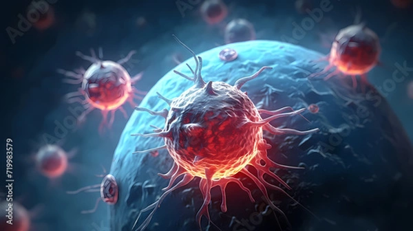 Fototapeta Virus cells abstract science concept, medical research background