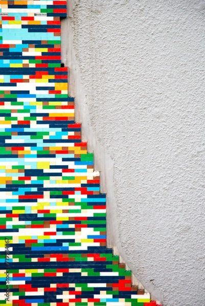 Fototapeta color different material wall designs in modern architecture.