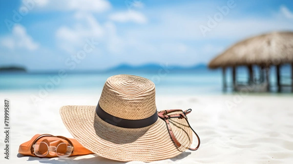 Fototapeta straw hat on the beach