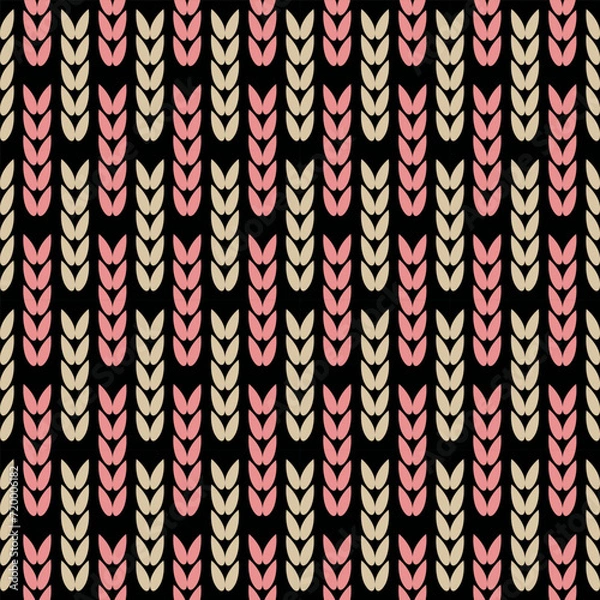 Fototapeta Seamless pattern of little leaves on black background. Pattern for cloth, card, wrapping paper, wrapping paper, carpet, wallpaper.