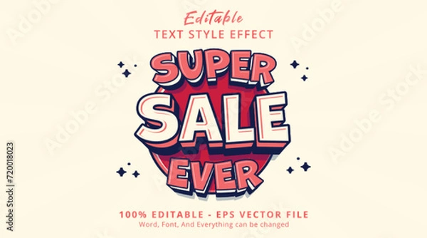 Obraz Editable text effect Super Sale 3d promotion cartoon style