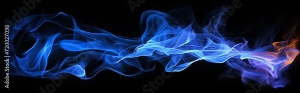 Fototapeta fire flame on isolated black background. burning spark and smoke blue fire illustration