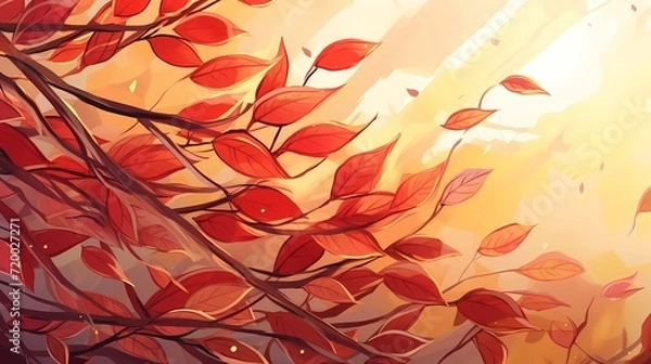 Fototapeta seamless background picture with leaf pattern, leaves, trees, tree branches