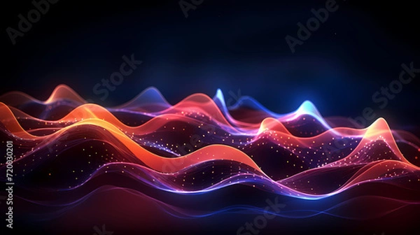 Fototapeta Digital technology particles abstract background, abstract analysis visualization