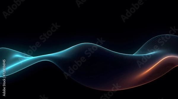 Obraz Futuristic technology background of digital glowing waves and network system