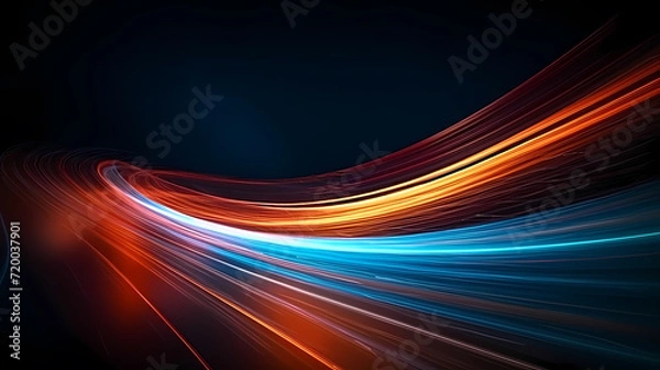 Fototapeta Digital technology blue rhythm wavy lines abstract graphic poster web page ppt background